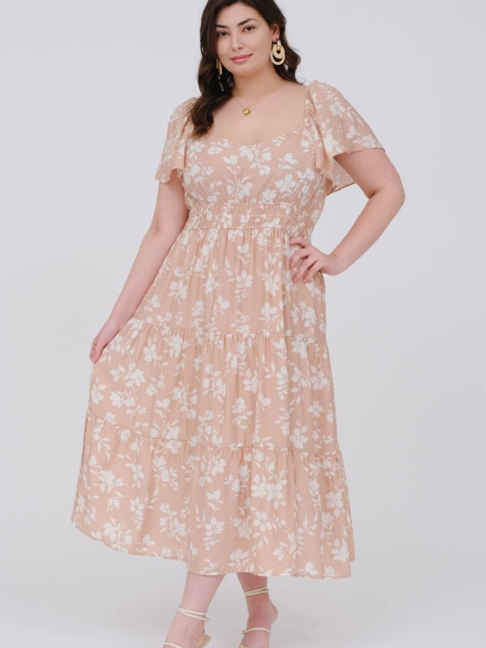NWT Plus Gather Love Midi Dress in Blush